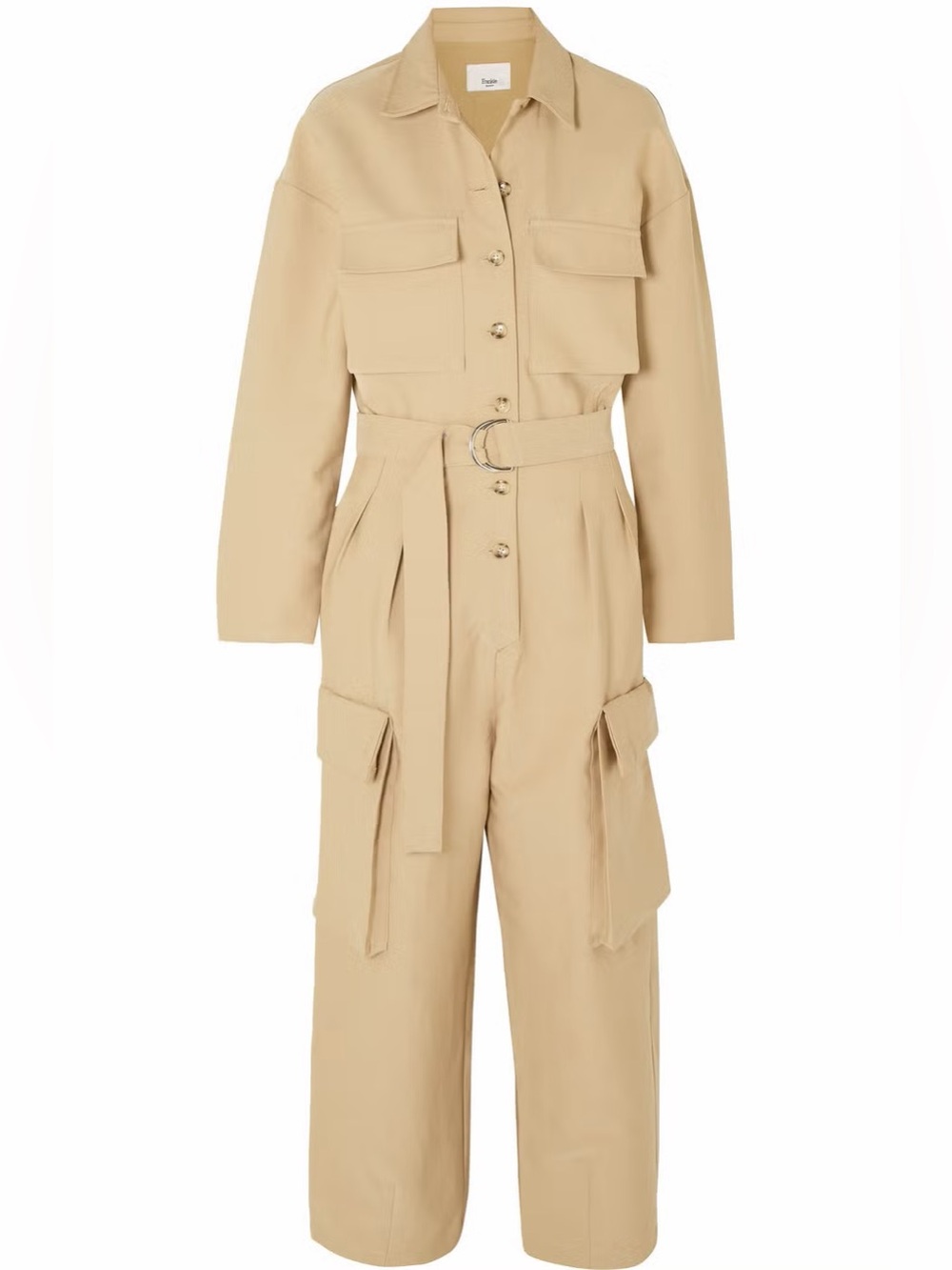 Frankie Shop Beige Utility Cargo Jumpsuit with Belt